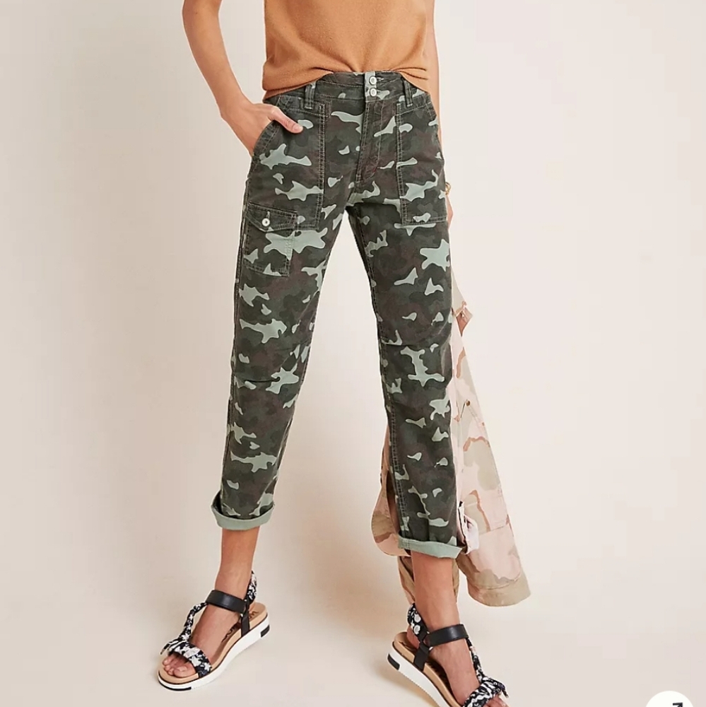 Anthropologie The Wonderer Camo Utility Pants Green Womens Size 31 Casual